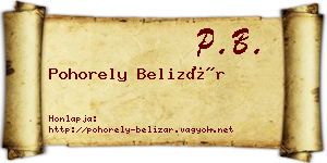 Pohorely Belizár névjegykártya